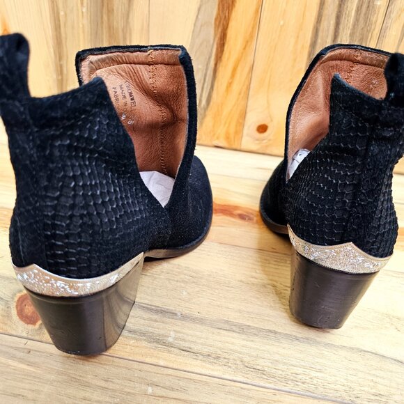 JEFFREY CAMPBELL Cromwell Black Suede Snakeskin Embossed Boots Size 7.5 - Picture 5 of 8